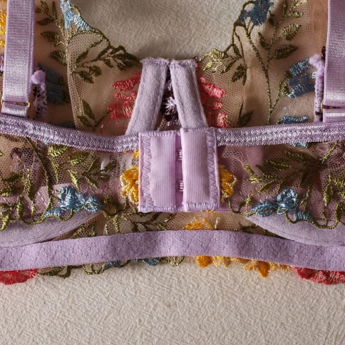 Комплект сексуального нижнего белья, с разноцветными цветами c поясом  фото 36