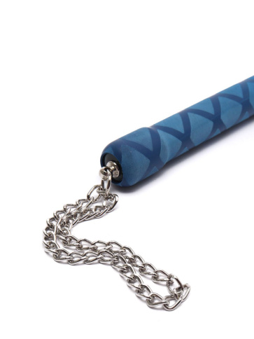 Плетка, кожаная БДСМ, с синей ручкой  фото 3
