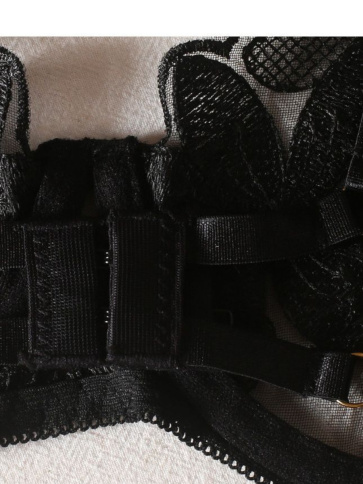 Комплект сексуального нижнего белья, черный с ажурным поясом  фото 6
